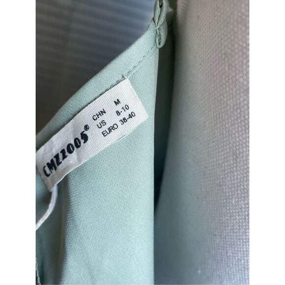 NWT CMZ 2005 Women’s V neck Spaghetti strap Midi Cocktail Dress 8/10 Mint Green - Picture 10 of 16